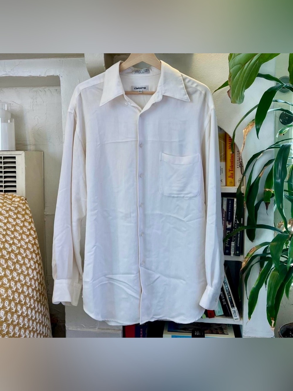 Claiborne Cream Long-Sleeve Button-Down